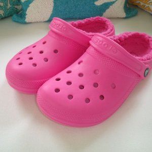 CROCS HOT PINK CLASSIC FUR LINED CLOGS 7W/5M NWT